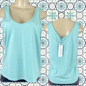 Ugg L Turquoise Scoop Neckline Rolled Raw Edge Detail Lounge Coralynn Tank Tee